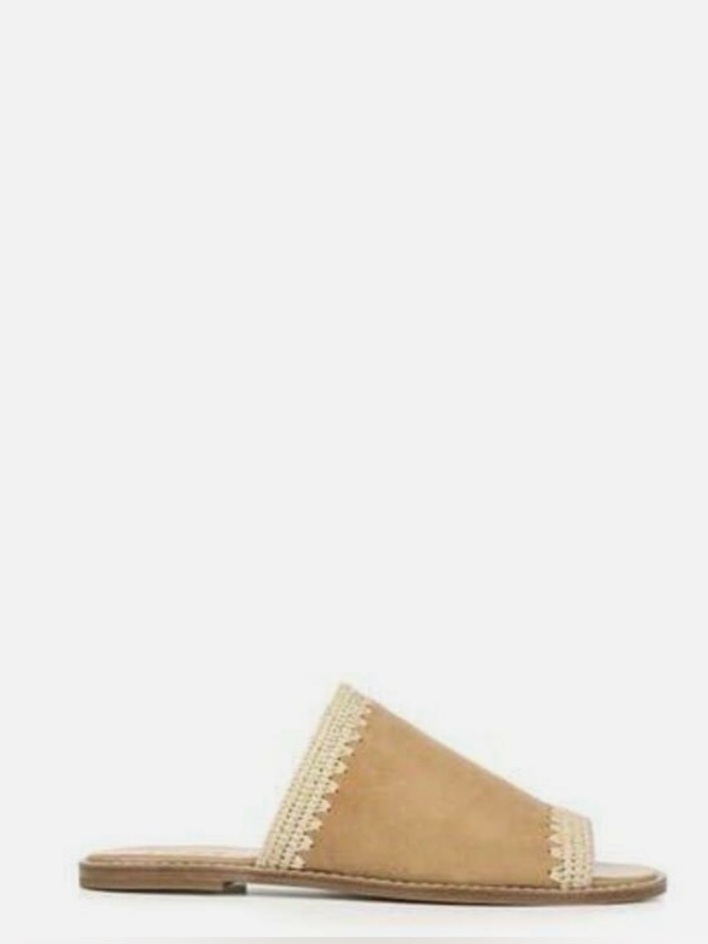 Vince Padmore Suede & Raffia Slide Sandals – Tan — size 7.5